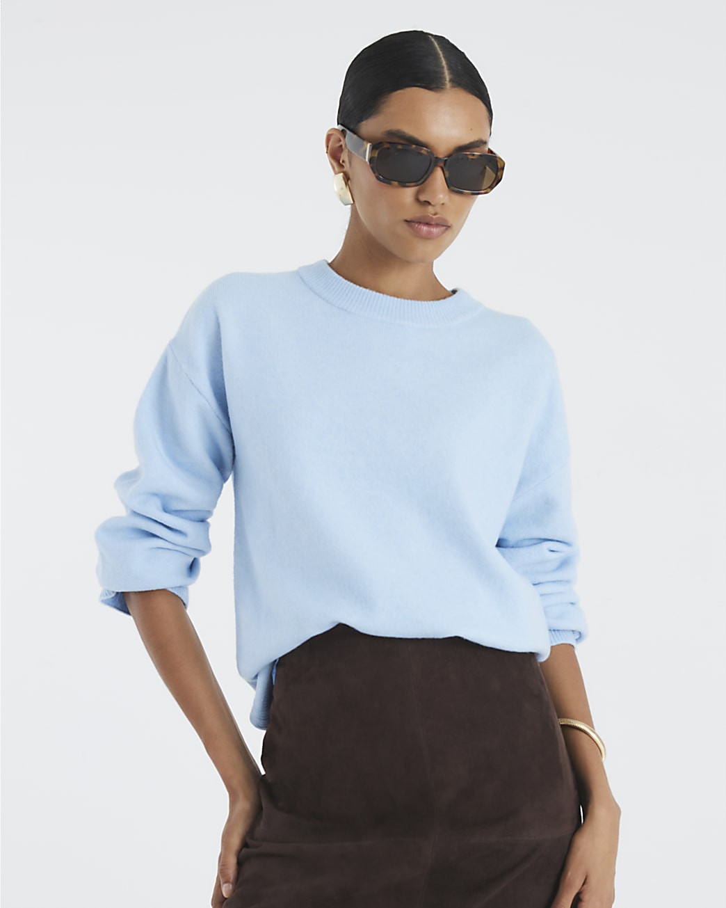 Blue Crew Neck Knitted Jumper | River Island UK & IE