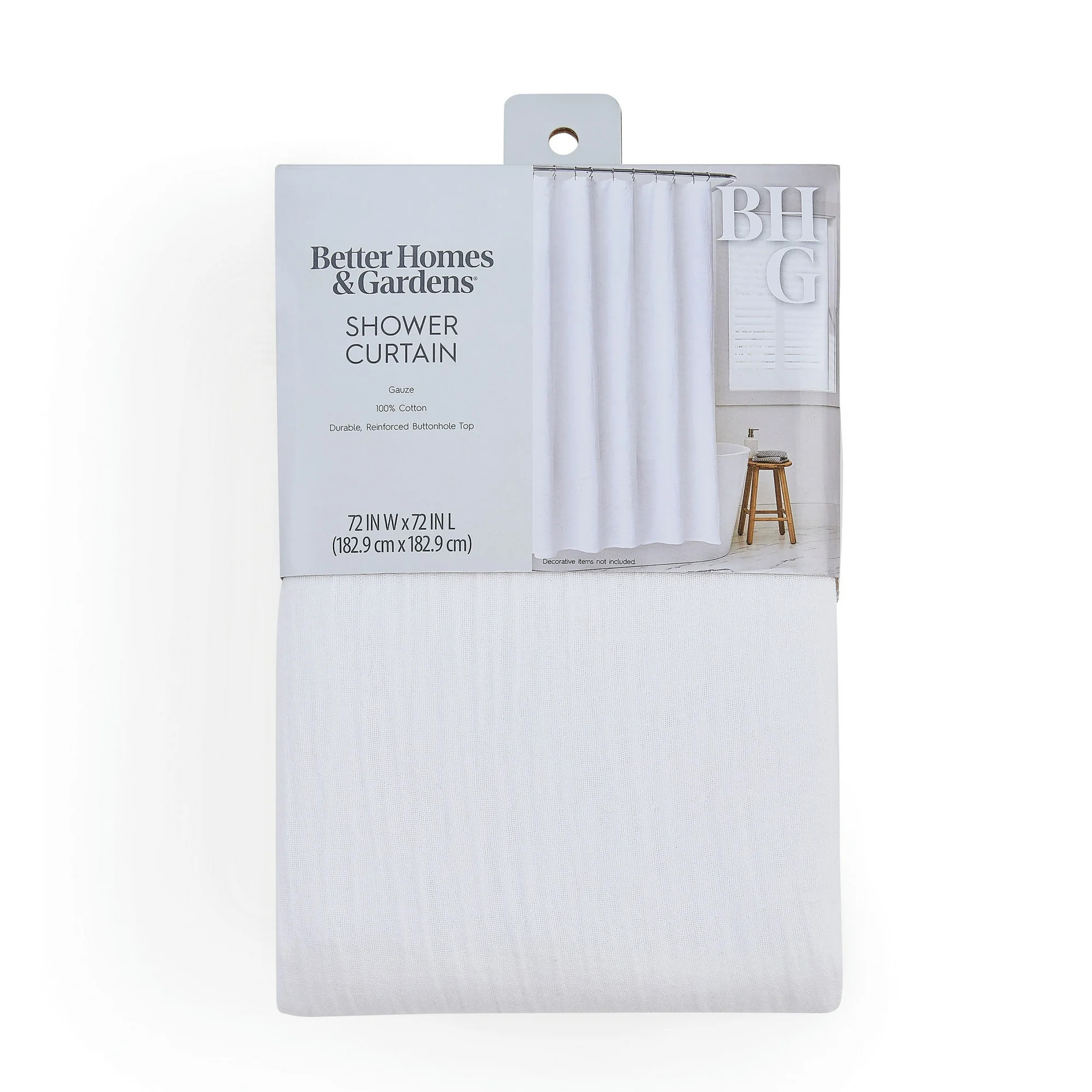 Better Homes & Gardens Gauze Shower Curtain, White, BCI Cotton, 72 W x 72 L, 1 Piece, Adult | Walmart (US)