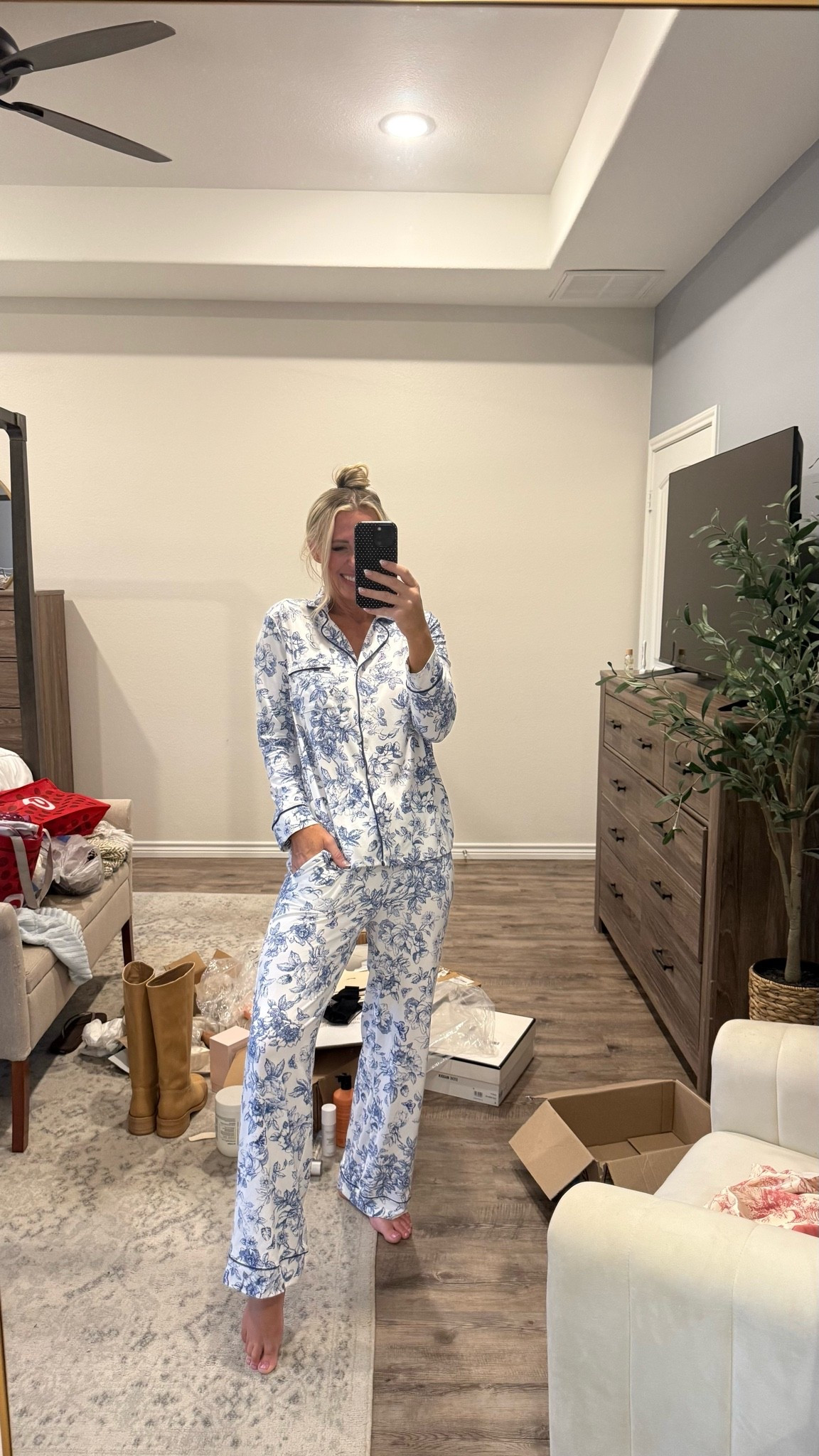Designer inspired PJs for 1999! Can’t even believe it! Go Walmart these will sell fast. For reference I’m 5‘7“ 140 pounds wearing a size medium. ￼

#LTKmomlife #LTKSaleAlert #LTKSeasonal