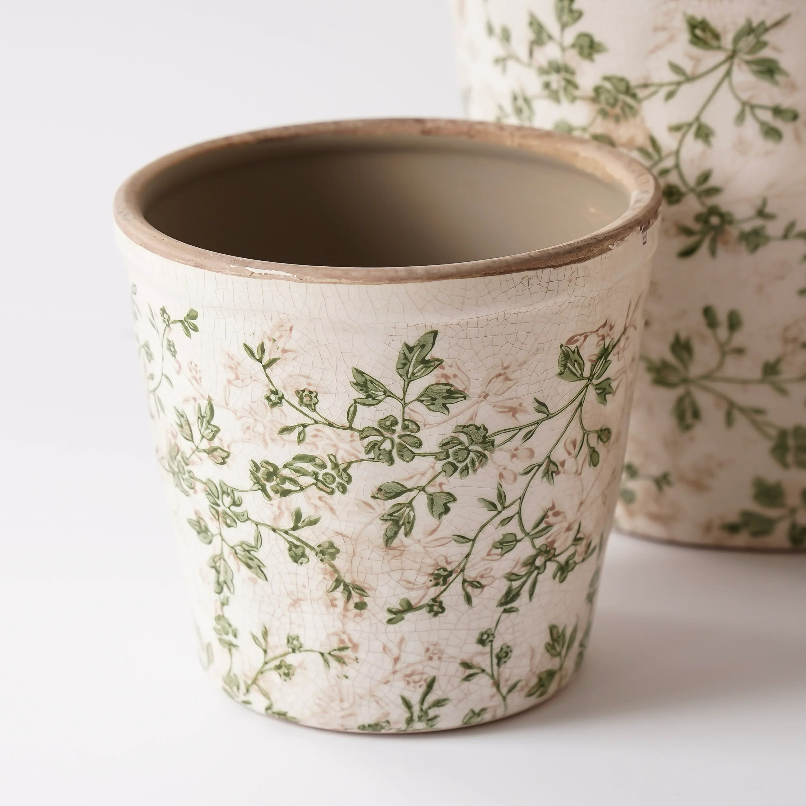 Antiqued Ceramic Floral Pots | MJHome