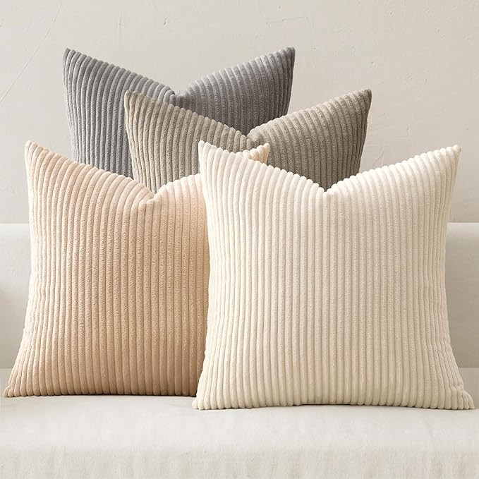 MIULEE Boho Farmhouse Neutral Cream Throw Pillow Covers 18x18 Inch Set of 4 Mordern Nordic Cushio... | Amazon (US)