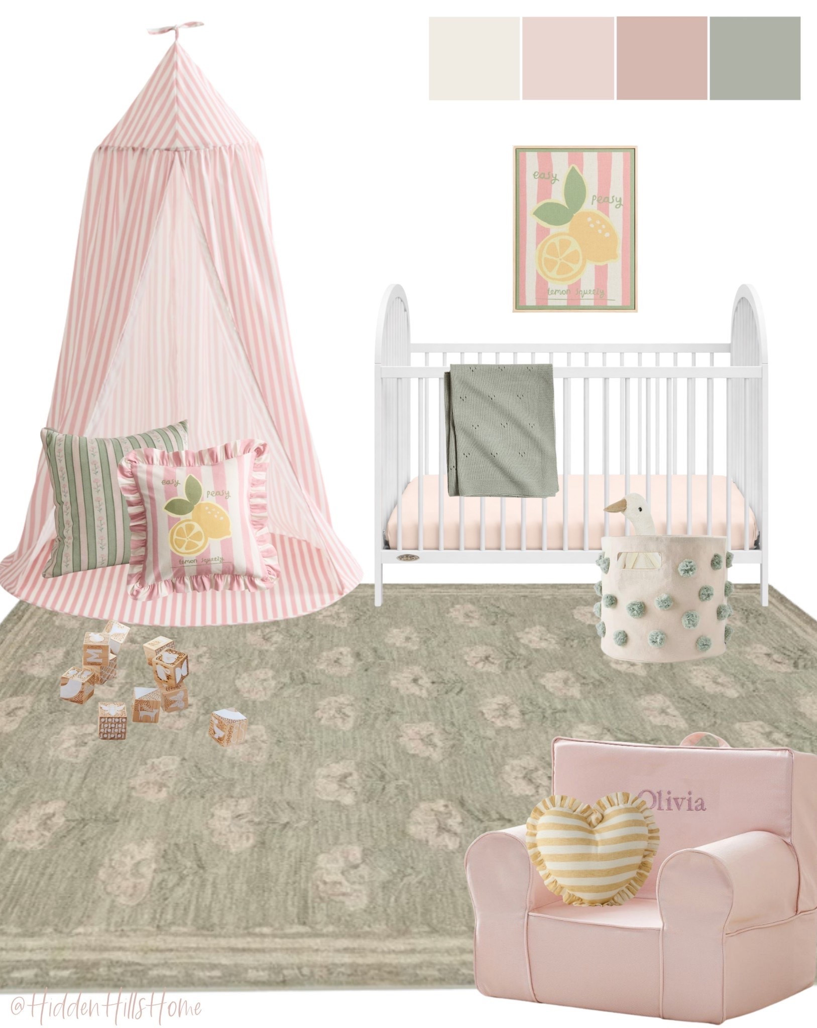 Nursery decor mood board, nursery design, crib, green and pink nursery, girls room decor, nursery inspiration, crib, baby girls room #pink

#LTKHome #LTKSaleAlert #LTKBaby