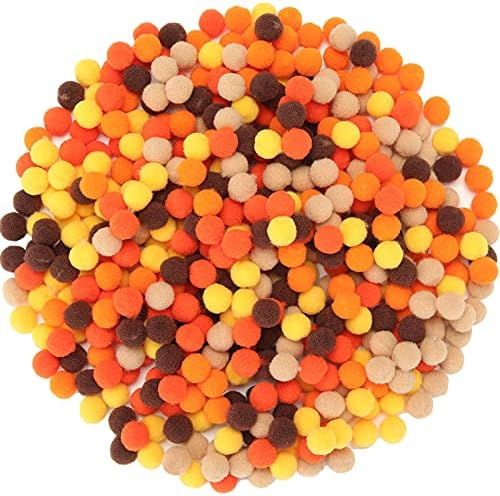 2000 Pieces Thanksgiving Pom Poms Fall 1 cm Assorted Pompoms and Crafts Christmas Fuzzy Pom Poms Bal | Amazon (US)