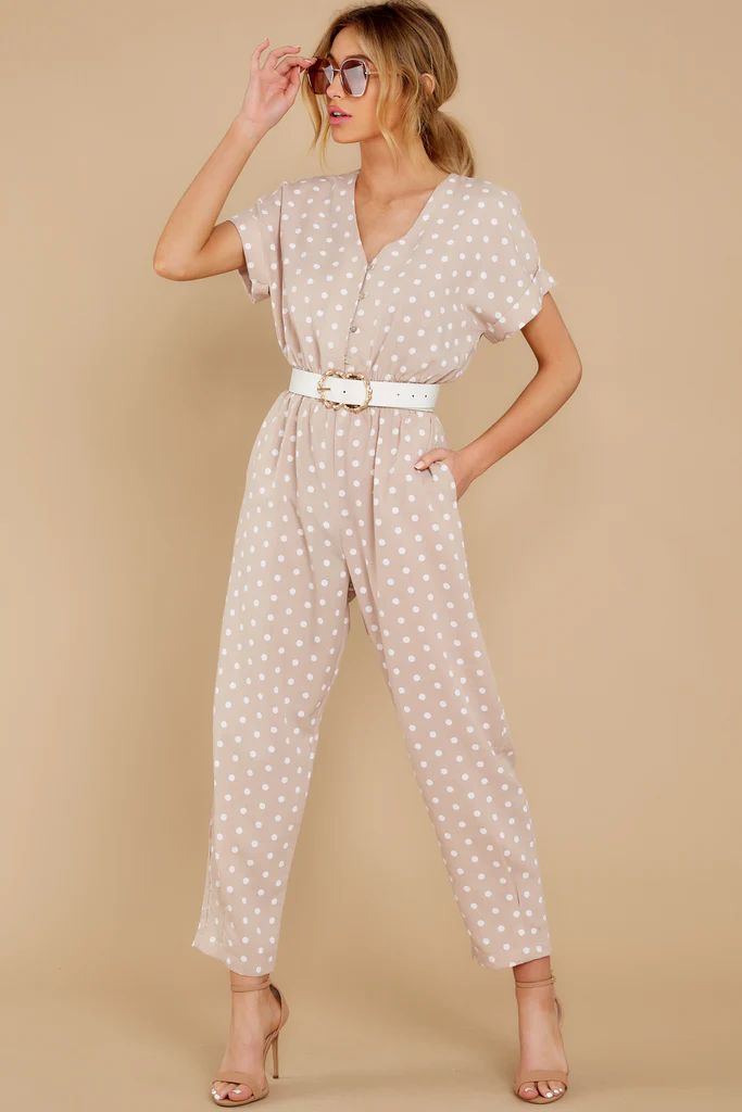 Something Special Taupe Polka Dot Jumpsuit | Red Dress 