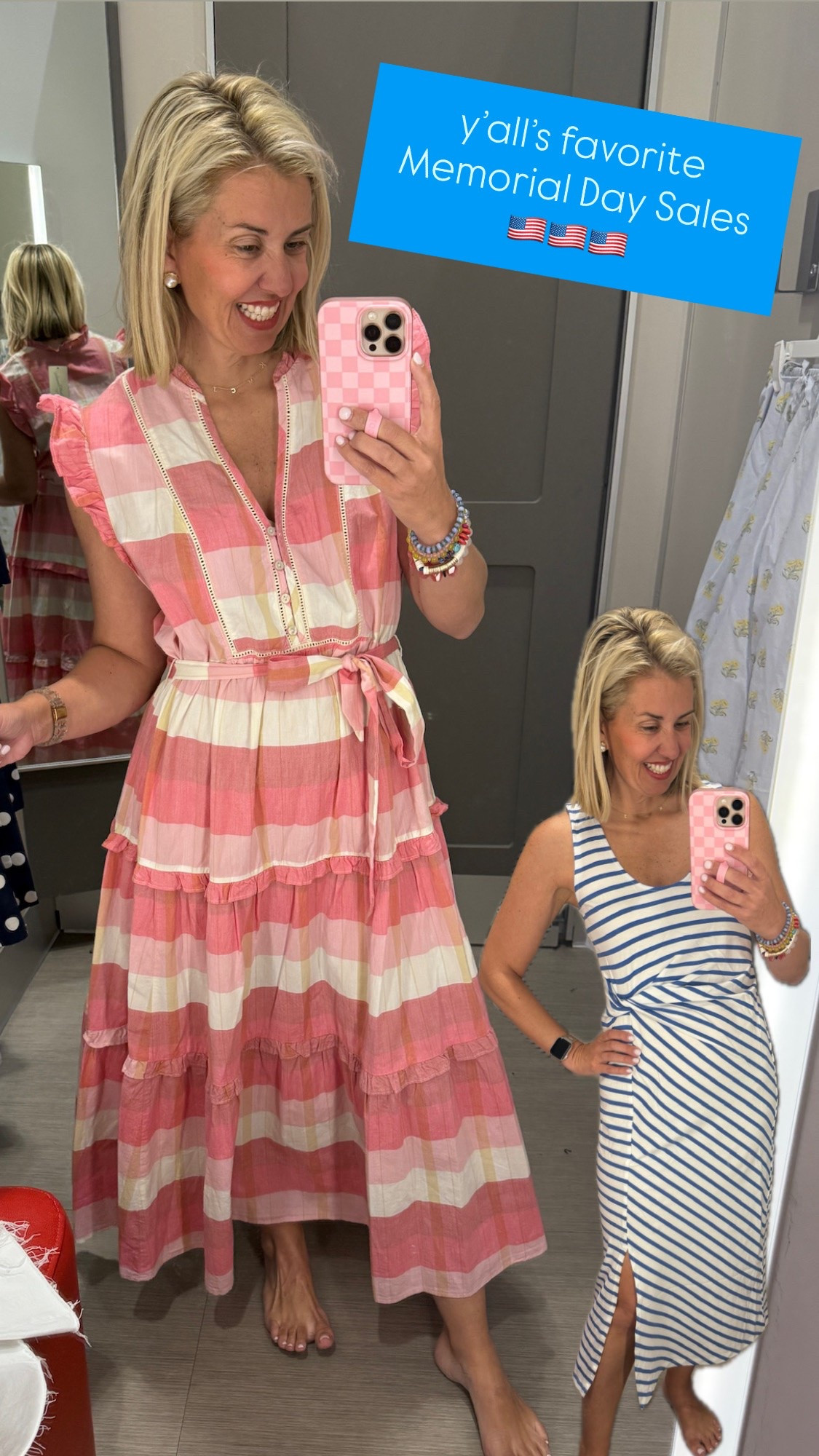 Sale Alert dress now $26.60…..Wow, Tar-jay you’ve outdone done yourself with this one! I’m in medium but just ordered size small stat! This is gorgeous! ￼

The stripe wrap is another favorite and now $21….in a small. 

 *Use code SUMMER for 30% off my bracelets 
 *Use code Mixandmatchmadness at Loopy

#LTKOver40 #LTKSeasonal #LTKdayinmylife