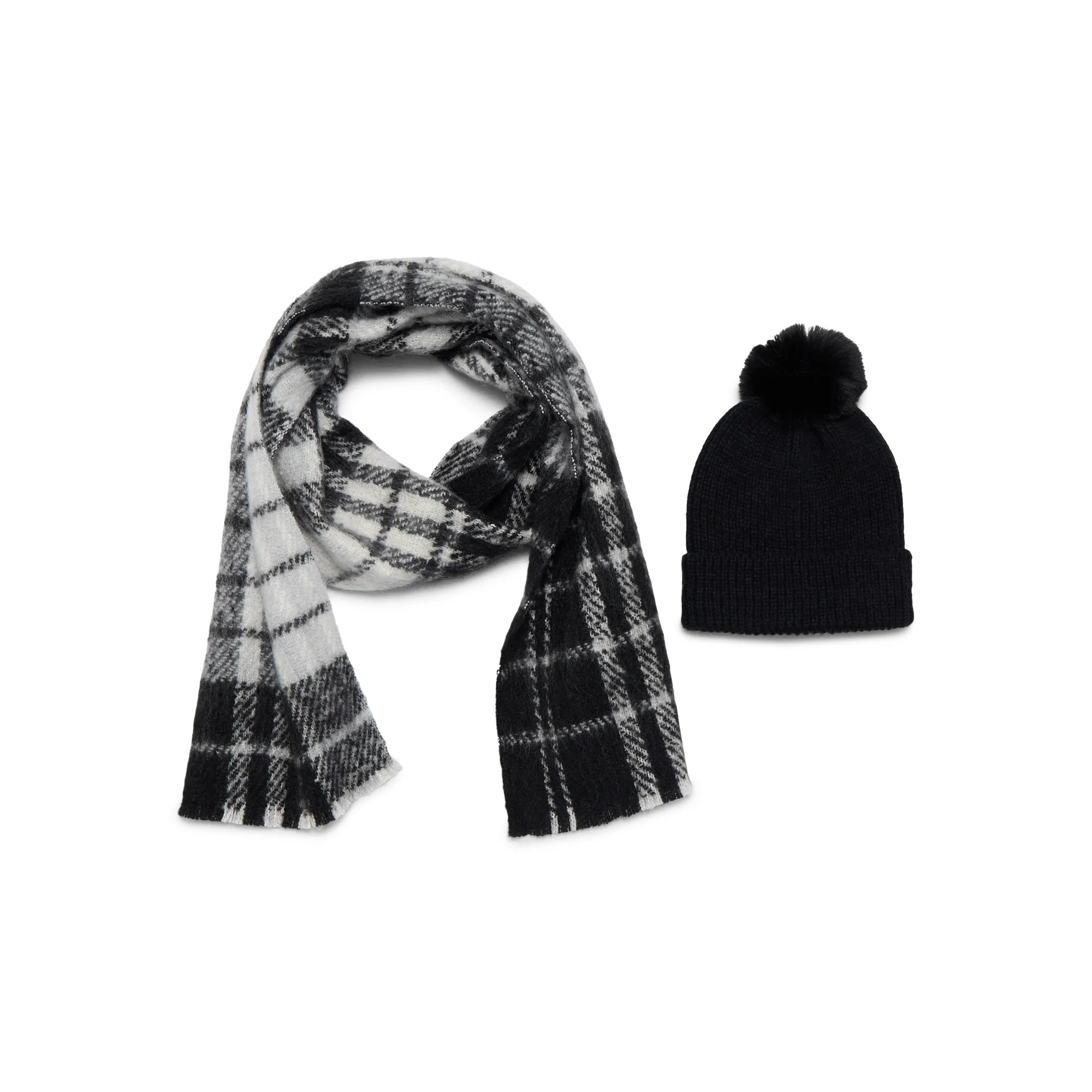 Madden NYC Women's Beanie Hat and Scarf Gift Set, 2-Piece, Black | Walmart (US)