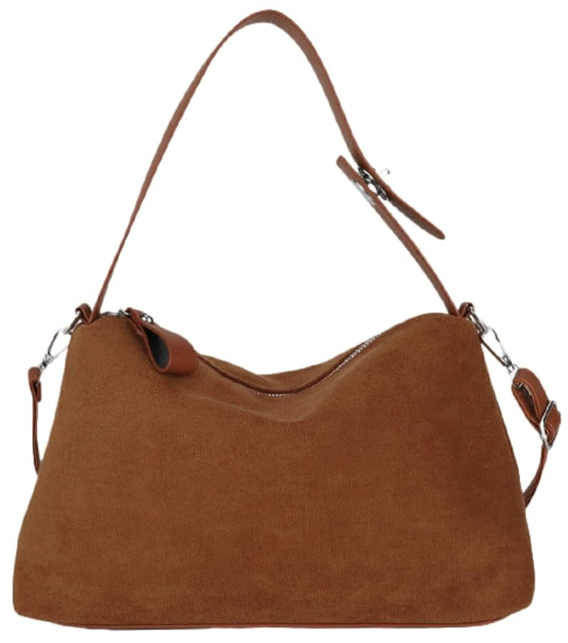 Suede Shoulder Bags For Women Crossbody Bag Suede Tote Bag Satchels Slouchy Work Purses Crescent ... | Amazon (US)