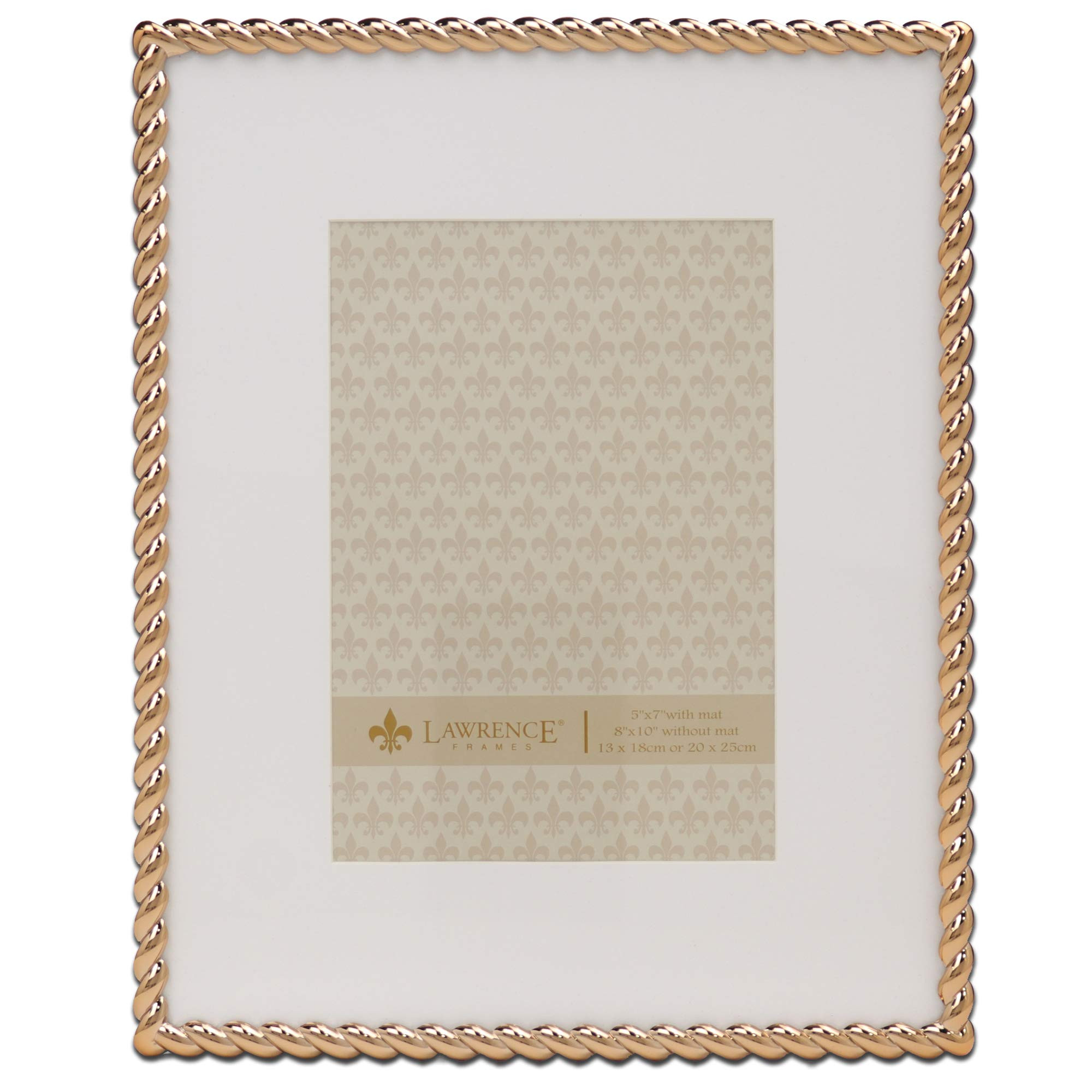 Lawrence Frames Rope Design Metal Frame, 8x10, Matted 5x7, Gold | Amazon (US)