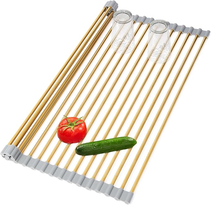 Golden Roll-UP Dish Drying Rack-Large Stainless Steel Dish Drainer Over The Sink for Kitchen Coun... | Amazon (US)
