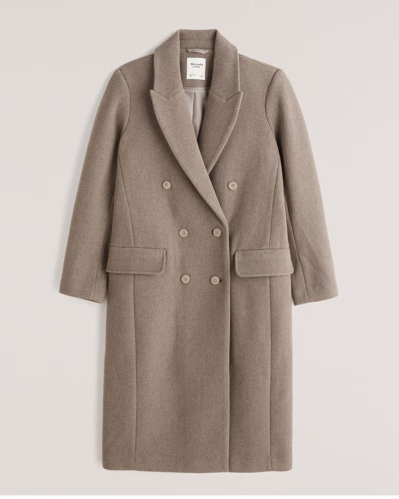Double-Breasted Wool-Blend Dad Coat | Abercrombie & Fitch (US)