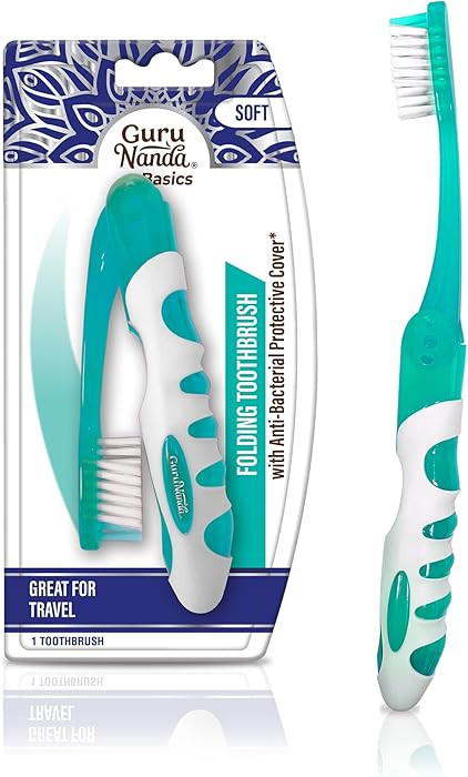 GuruNanda Folding Toothbrush with Built-in Cover, Perfect for Travel, Hiking & Camping, Compact &... | Amazon (US)