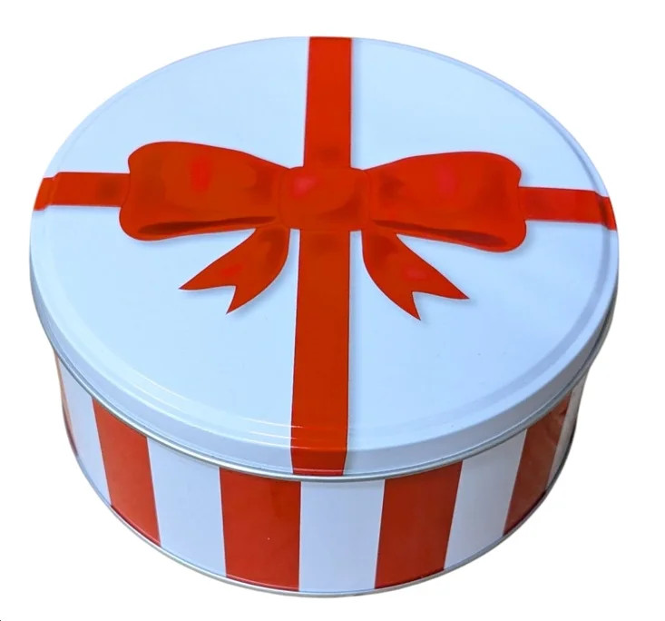 Bow and Stripe Small Round Gift Tin, Red and White, 5.88" x 2.5", 1 Count, by Holiday Time | Walmart (US)