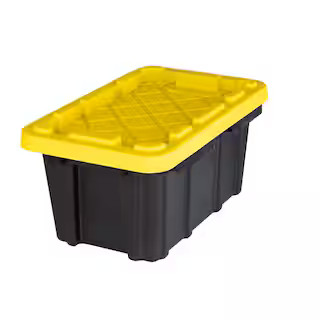 6.5-Qt Tough Storage Tote in Black with Yellow Lid | The Home Depot