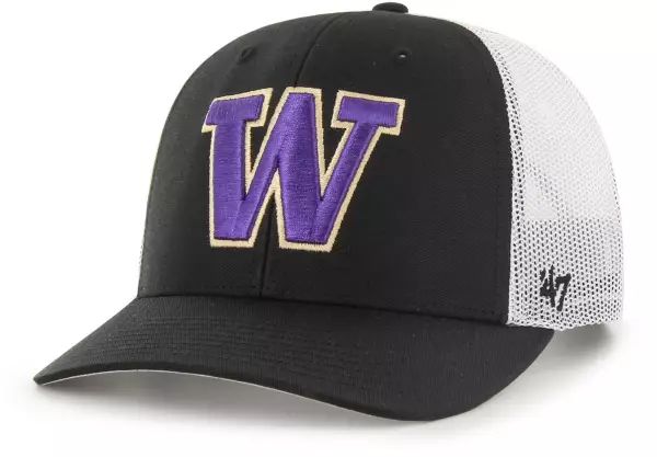 '47 Men's Washington Huskies Black Trucker Adjustable Hat | Dick's Sporting Goods | Dick's Sporting Goods