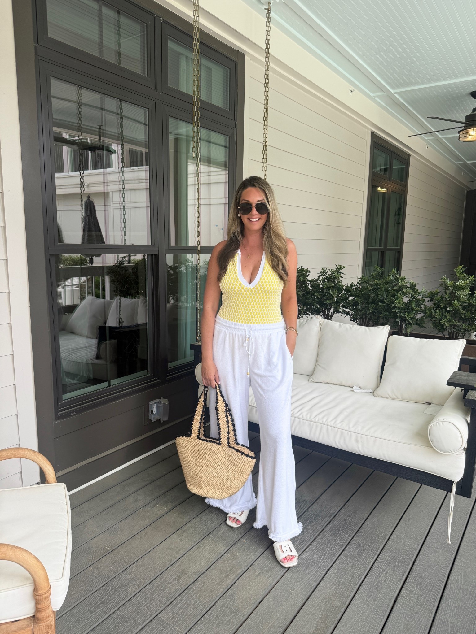 #ad Spring break in my new favorite swimsuit from House of Swim! I’m obsessed with the color and collar! 🤍☀️ 

#LTKTravel #LTKSeasonal #LTKSwim