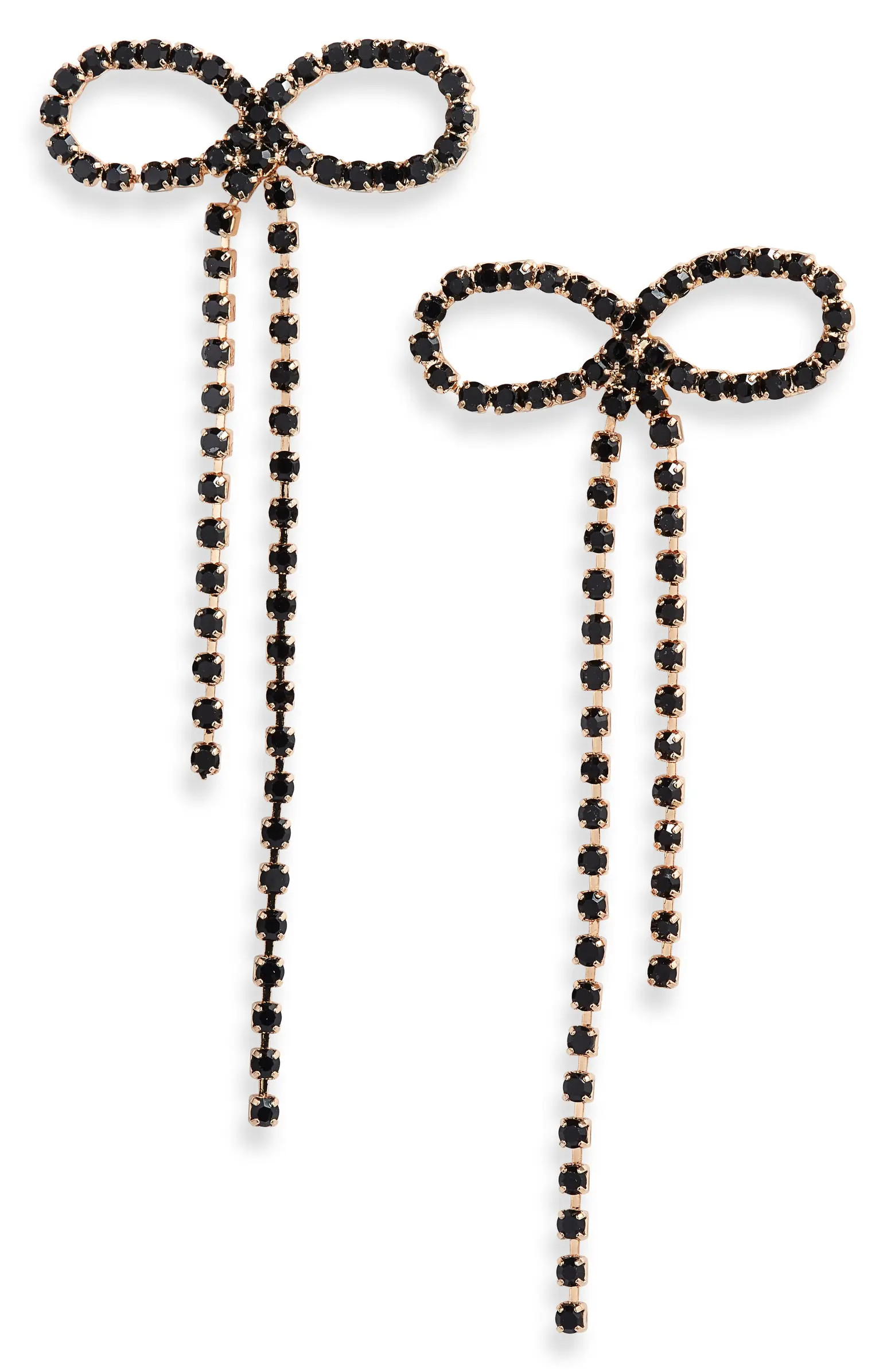 Open Edit Crystal Bow Drop Earrings | Nordstrom | Nordstrom
