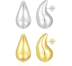 Apsvo Chunky Gold Hoop Earrings for Women, Dupes Earrings Lightweight Waterdrop Hollow Open Hoops... | Amazon (US)