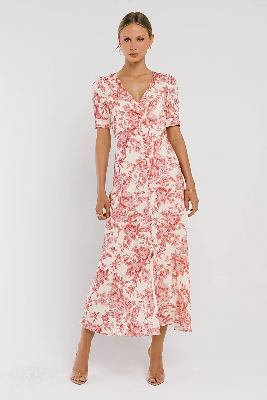 Lia Floral Midi Dress in Pink | Böhme US