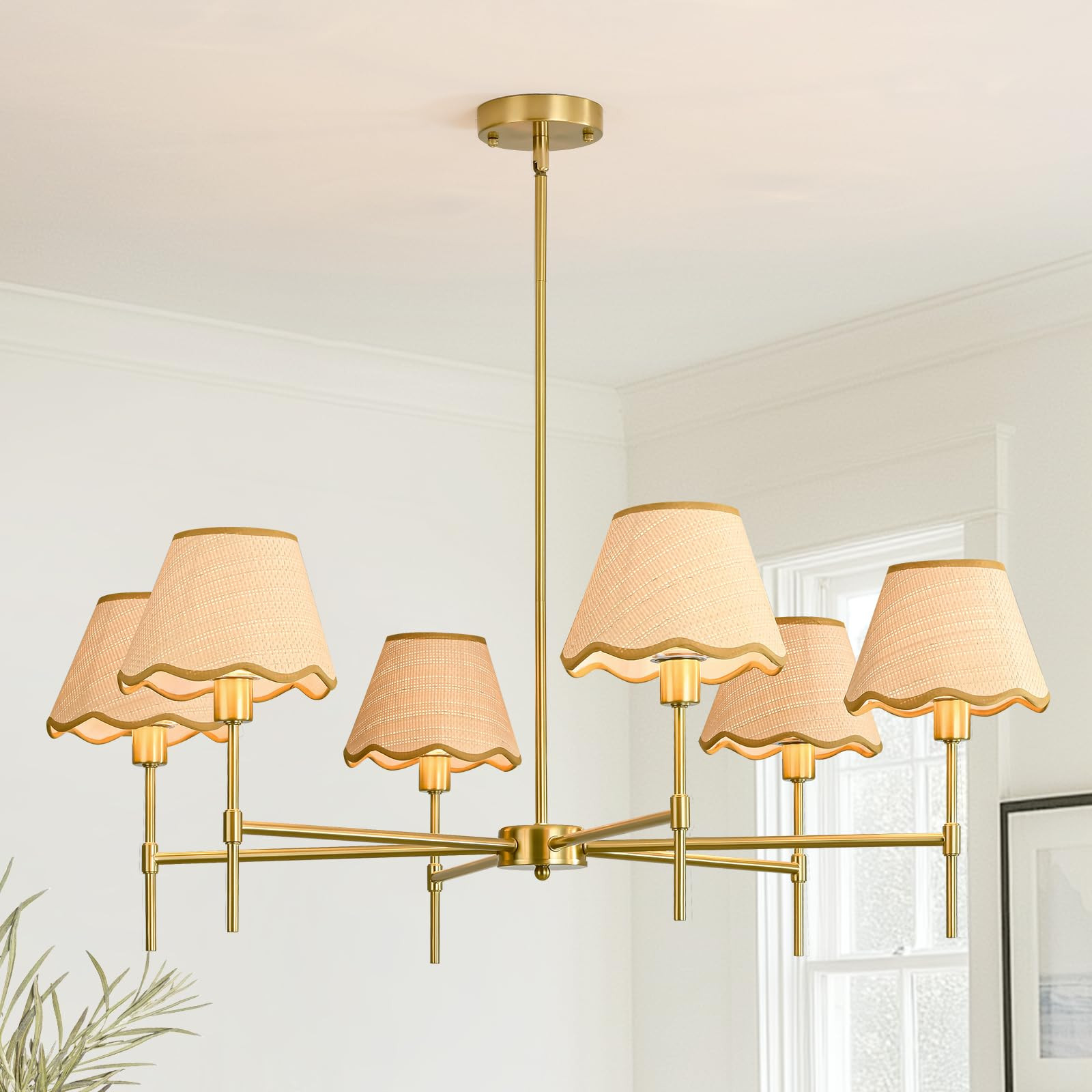 6-Light Boho Rattan Chandelier, 39 Inch Rattan Pendant Light Fixture with Hand-Woven Lamp Shade, Bohemian Rustic Farmhouse Ceiling Light for Dining Room, Living Room, Bedroom, Kitchen Island | Amazon (US)