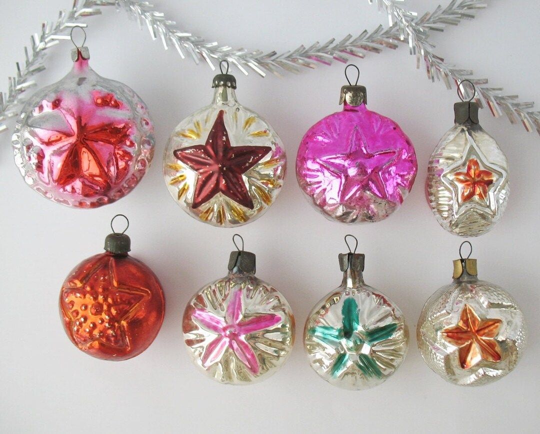 STAR Glass Vintage Christmas Tree Ornament RETRO Xmas Home - Etsy | Etsy (US)