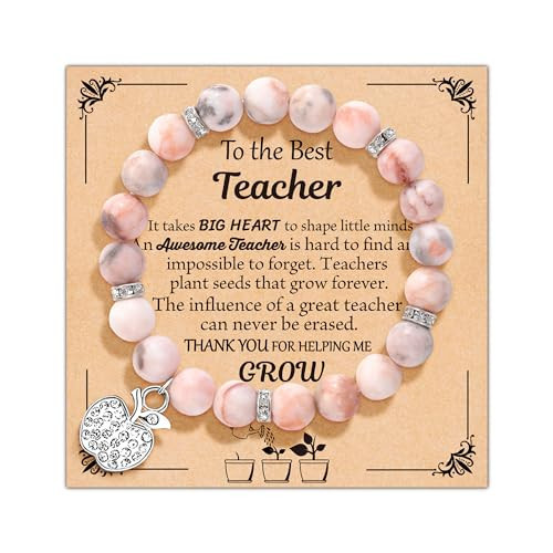 U-Zomir Teacher Appreciation Gifts for Women, Teacher Valentines Gifts Natural Stone Bracelet with Message Card for Appreciation Week Christmas Valentines from Student | Amazon (US)
