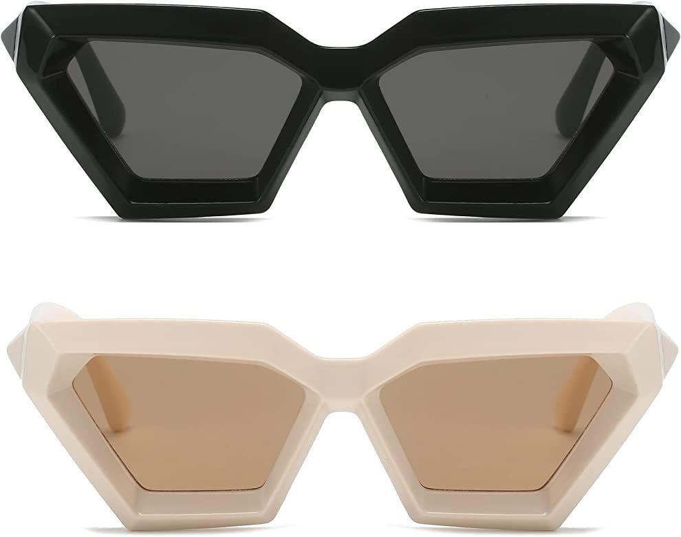 Breaksun Thick Frame Cat Eye Sunglasses for Women Vintage Trendy Cateye Sun Glasses Retro Style S... | Amazon (US)