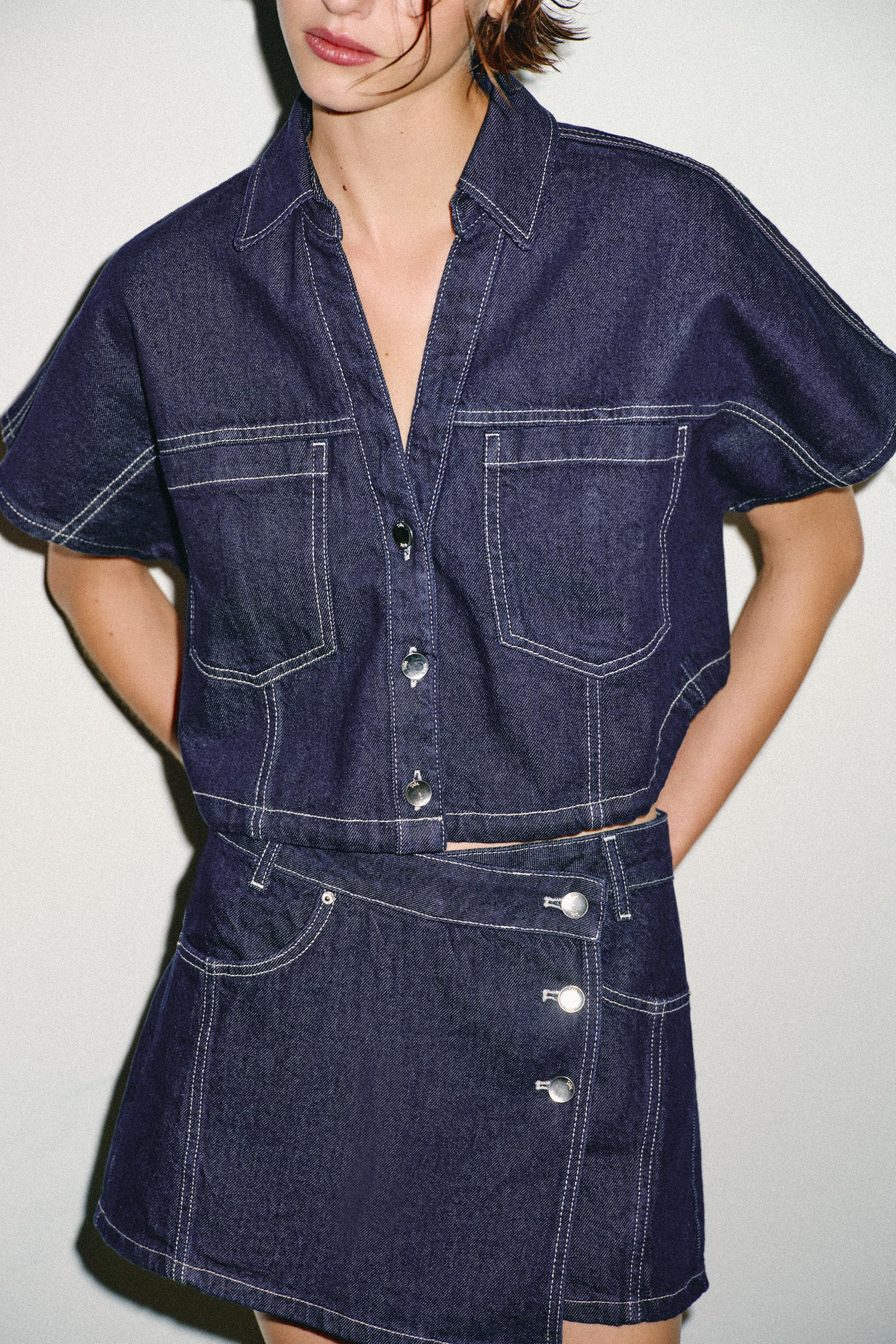 Z1975 SHORT DENIM SHIRT SET | Zara UK