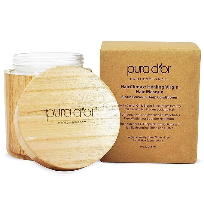 PURA D'OR HairClimax Biotin Healing Virgin Hair Masque (10oz) - Deep Conditioning Leave-In Treatm... | Amazon (US)