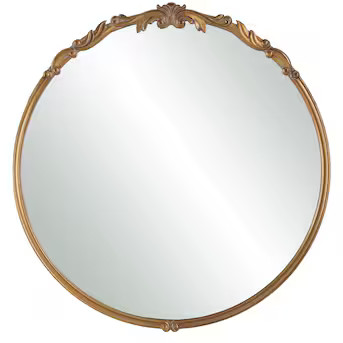 allen + roth 28-in W x 29-in H Round Gold Framed Wall Mirror | Lowe's