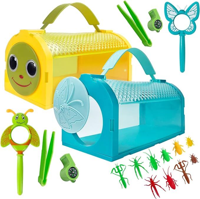 Bug Catcher Kit, Outdoor Toy Gift for 3 4 5 6 7 8+ Year Old Boys Girls Kids, 2 Pcs Critter Cage B... | Amazon (US)
