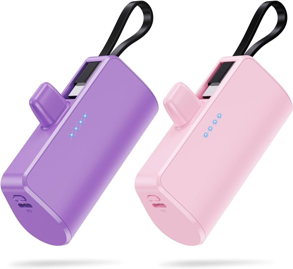 [2 Pack] Mini Portable Charger Power Bank for iPhone,[2024 Upgraded] 5200mAh PD Battery Pack Buil... | Amazon (US)