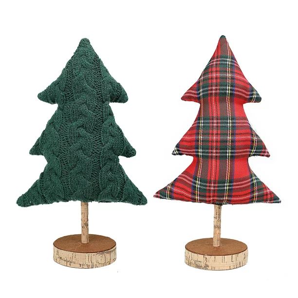 Holiday Time Large Fabric Tree Set of 2; Christmas Tabletop Décor - Walmart.com | Walmart (US)