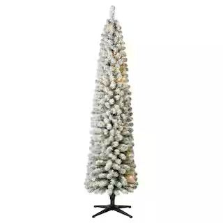 7ft. Pre-Lit Flocked Artificial Pencil Christmas Tree, Clear Lights by Ashland® | Michaels Stores