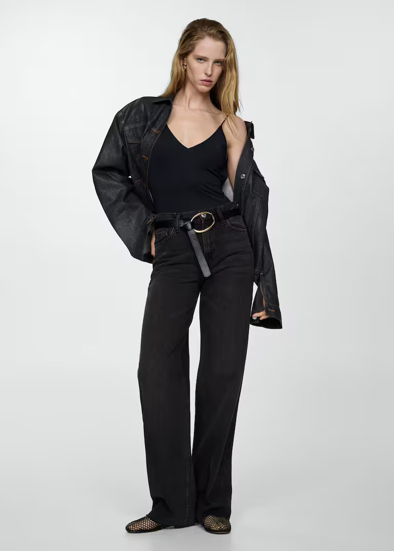 High-waist wideleg jeans -  Women | Mango USA | MANGO (US)