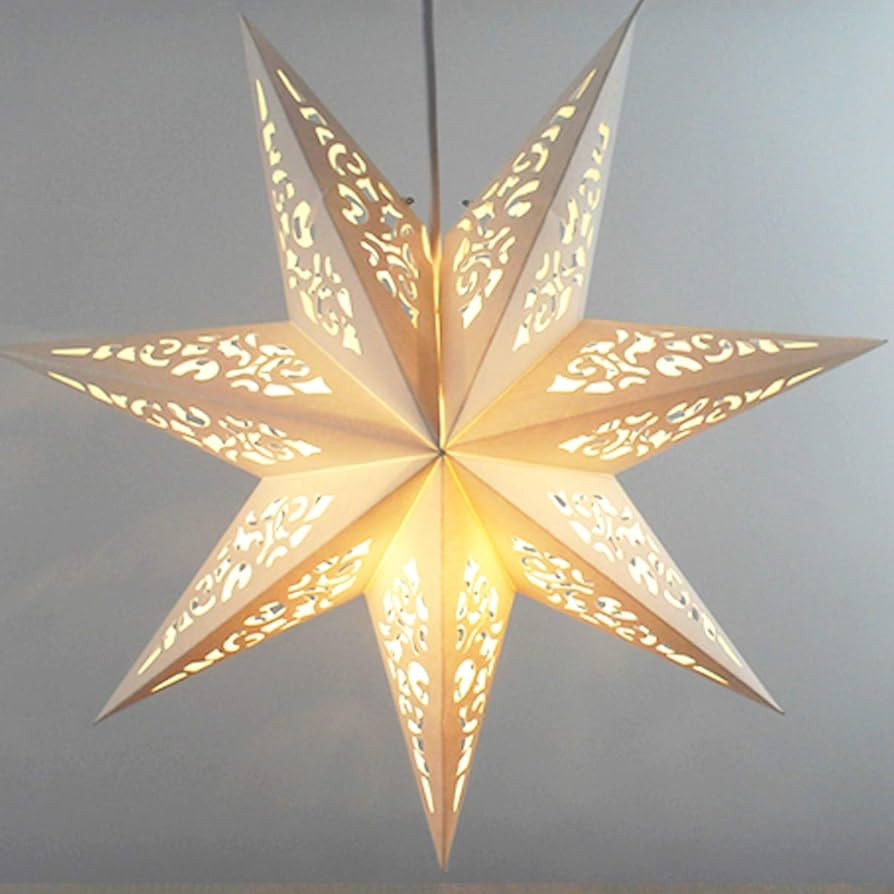 LIOOBO Paper Star Lanterns: Hollow Hanging Lampshade, Star Light Cover, Lantern Pendant for Chris... | Amazon (US)