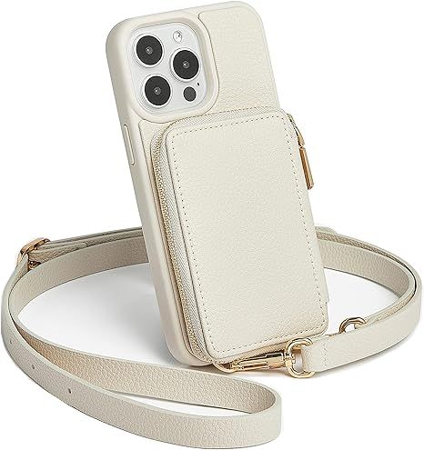 ZVE iPhone 14 Pro Max Wallet Case Crossbody, Card Holder Phone Purse with Wrist Strap, RFID Block... | Amazon (US)
