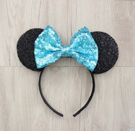 Aqua Minnie Bow, Blue Minnie Mouse Ears, Disneyland Ears, Minnie Mouse Ears, Minnie Ears, Mickey ... | Etsy (US)