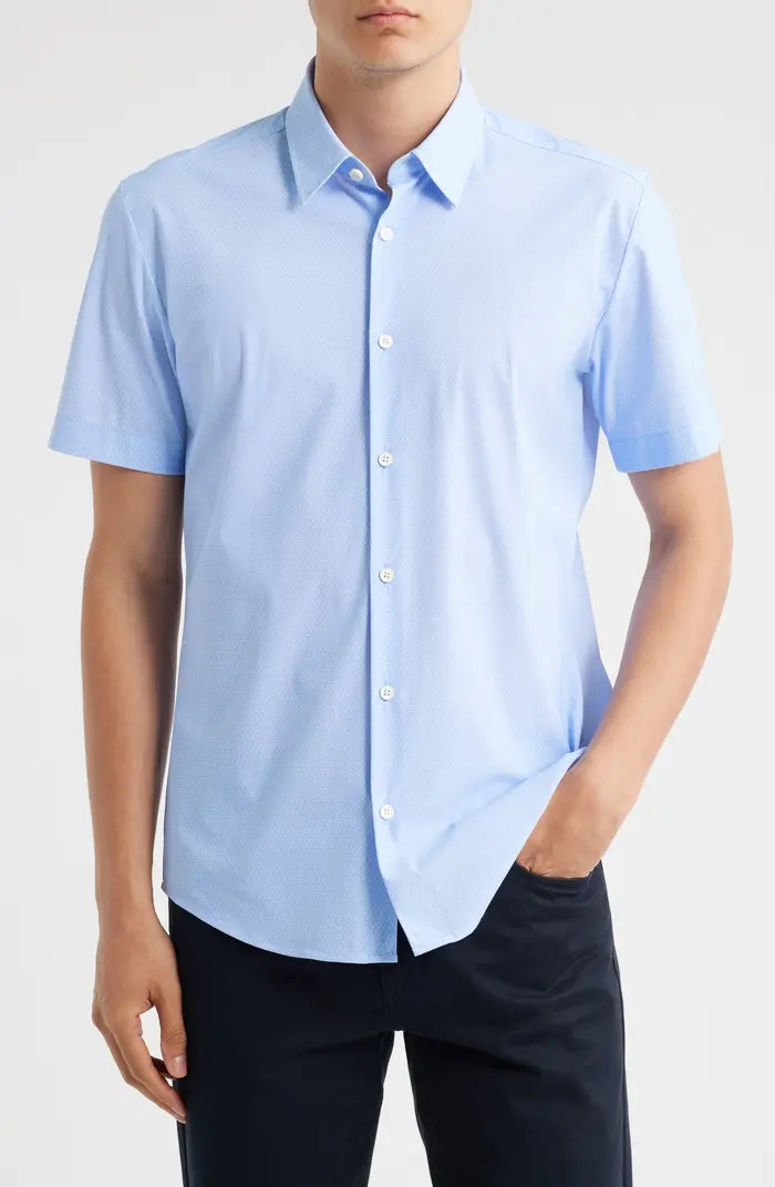 BOSS Roan Kent Geo Print Short Sleeve Performance Button-Up Shirt | Nordstrom | Nordstrom