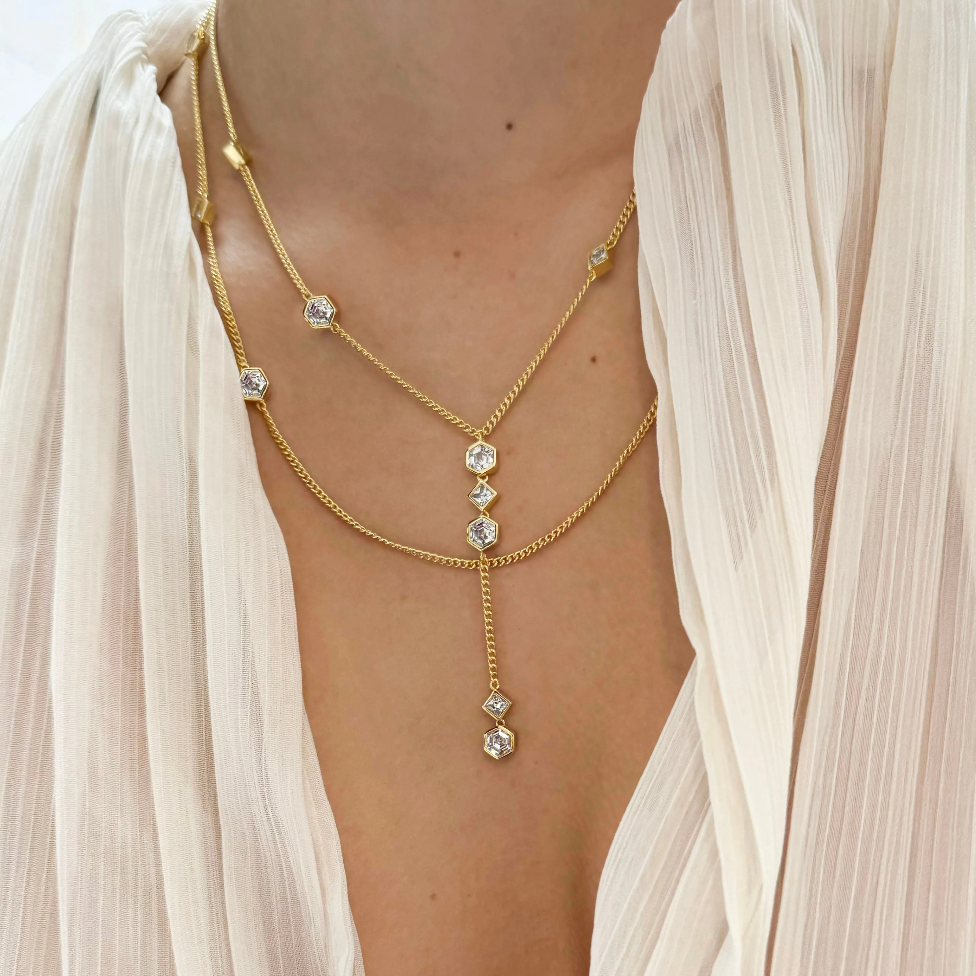 Morgane Bezel Strand Necklace | BONHEUR JEWELRY