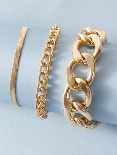 3pcs Chain Bracelet Set | SHEIN