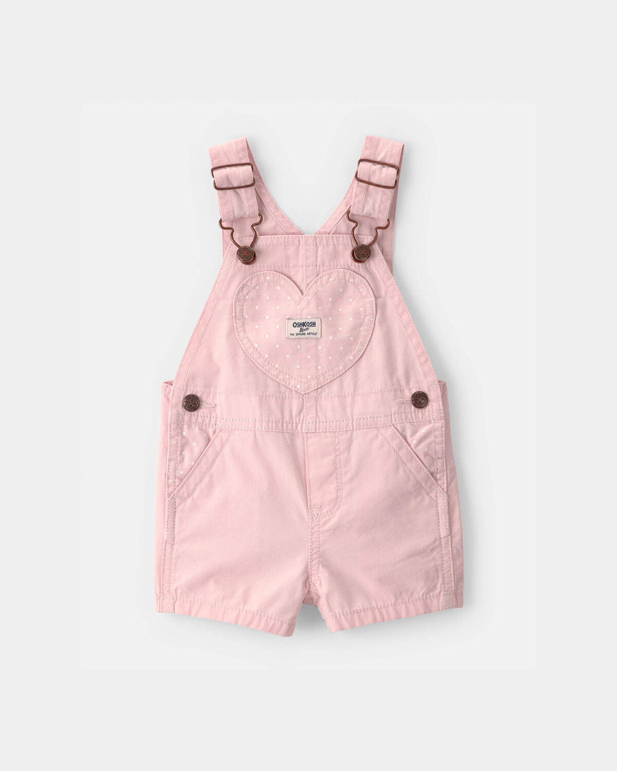 Baby Girl Heart Pocket Canvas Shortall - Pink | Carter's Inc