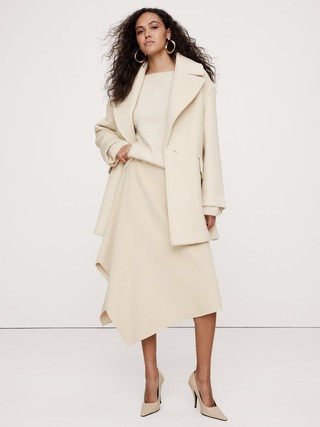 Splittable Wool-Blend Midi Skirt | Banana Republic (US)