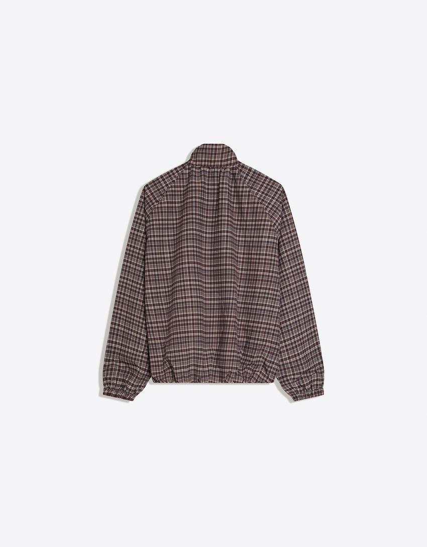 Oversize check zip-up jacket - Jackets and trench - Women | Bershka UK