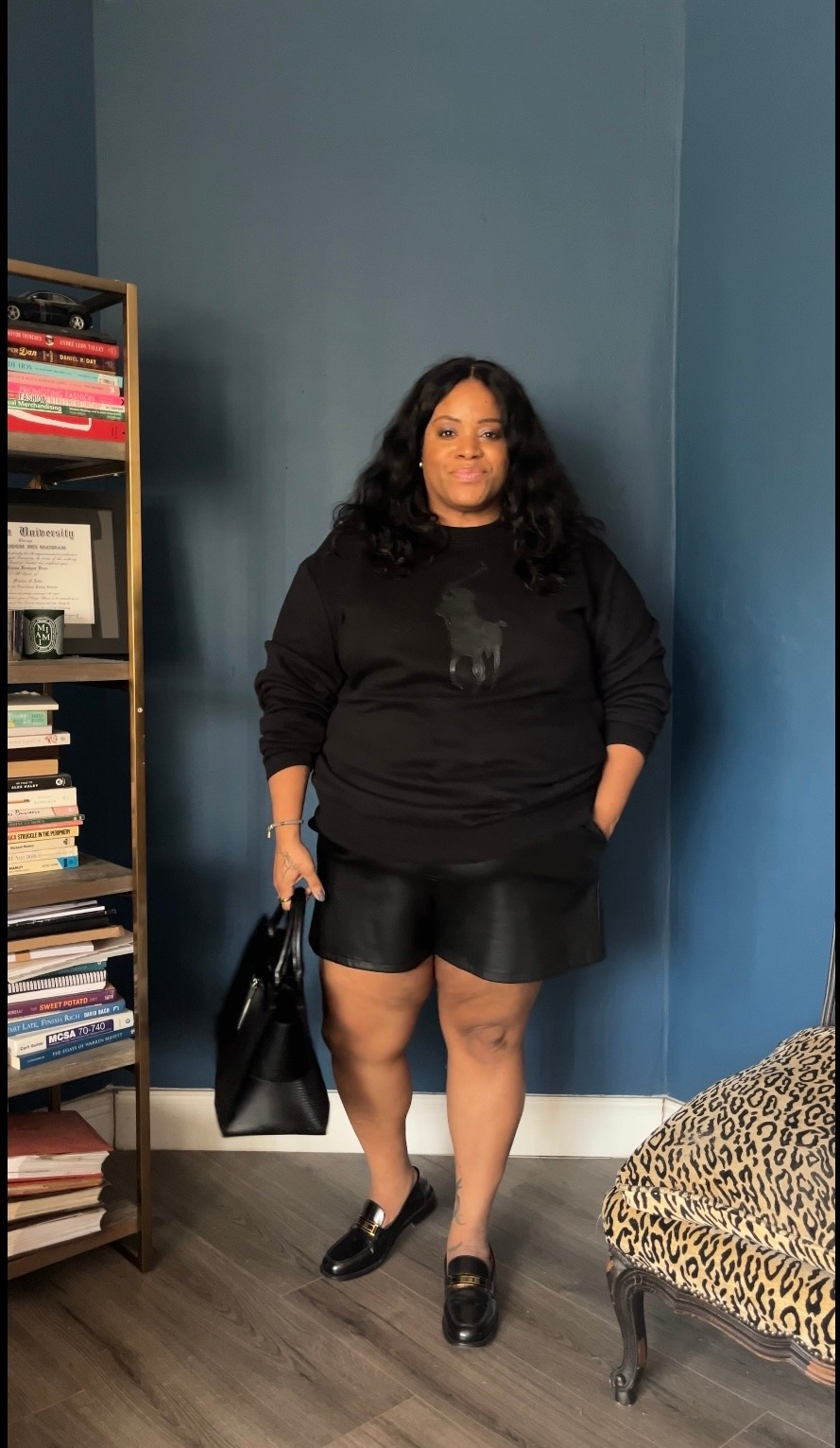 Black on black leather shorts outfit

#LTKootd #LTKOver40 #LTKPlusSize