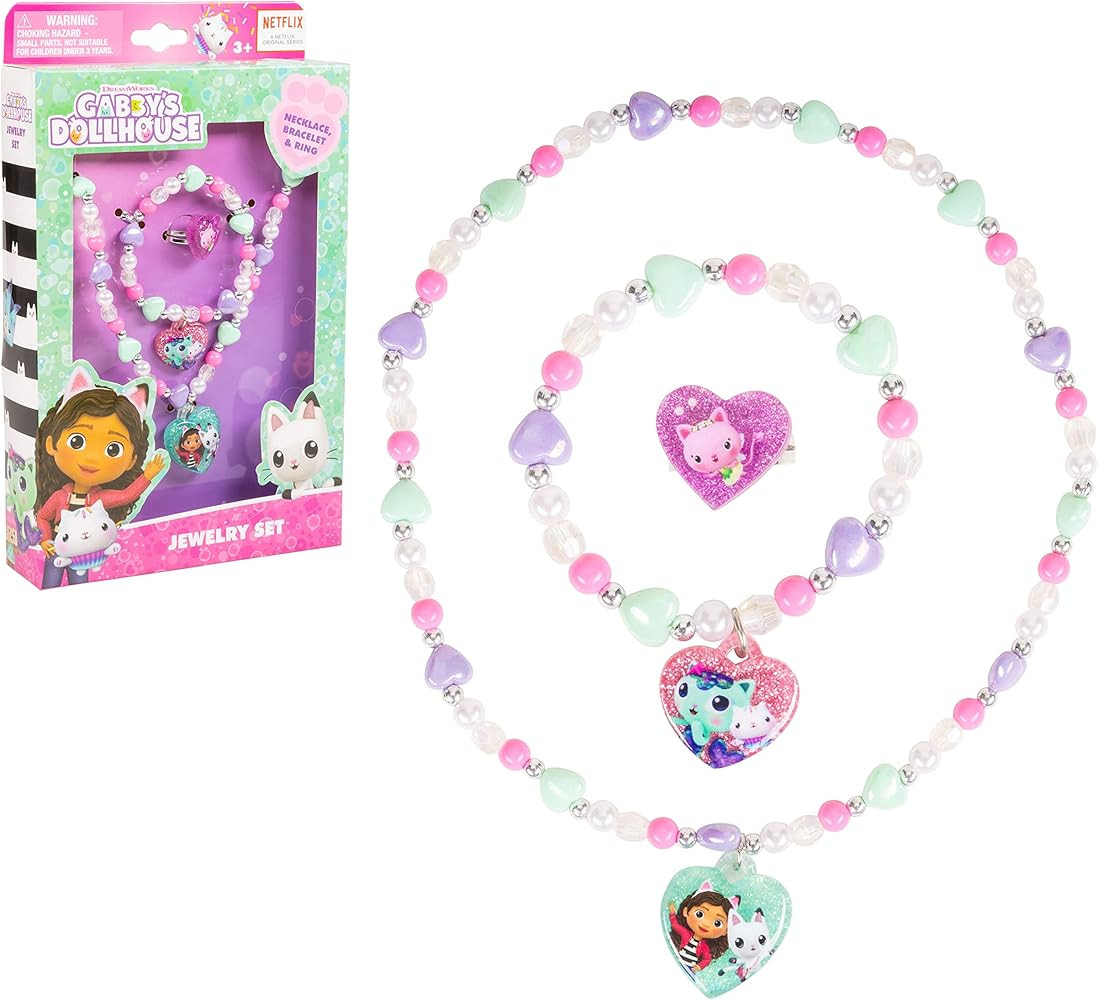 LUV HER Girls Jewelry Set - Dress up 3 Piece Toy Jewelry Box Set with Bead Necklace, Bracelet and... | Amazon (US)