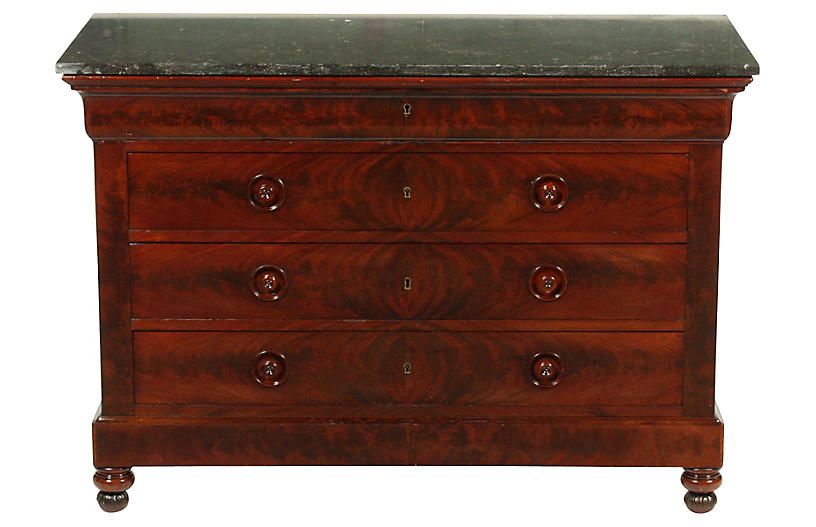 19th-C. Louis Philippe Marble Top Chest | One Kings Lane