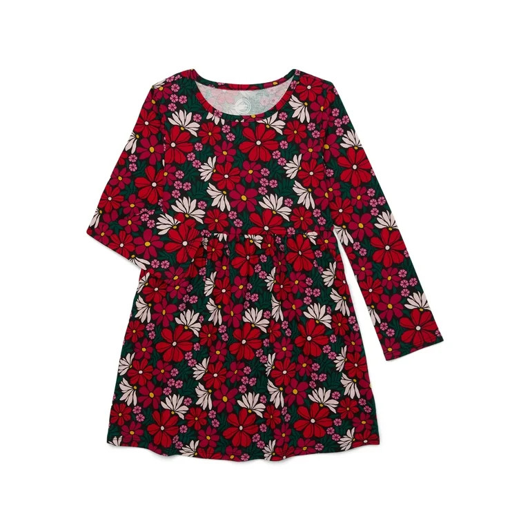 Wonder Nation Girls Long Sleeve Play Dress, Sizes 4-18 & Plus | Walmart (US)
