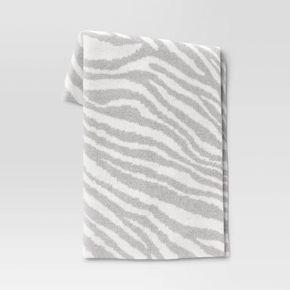 Cozy Feathery Knit Zebra Throw Blanket Gray - Threshold | Target