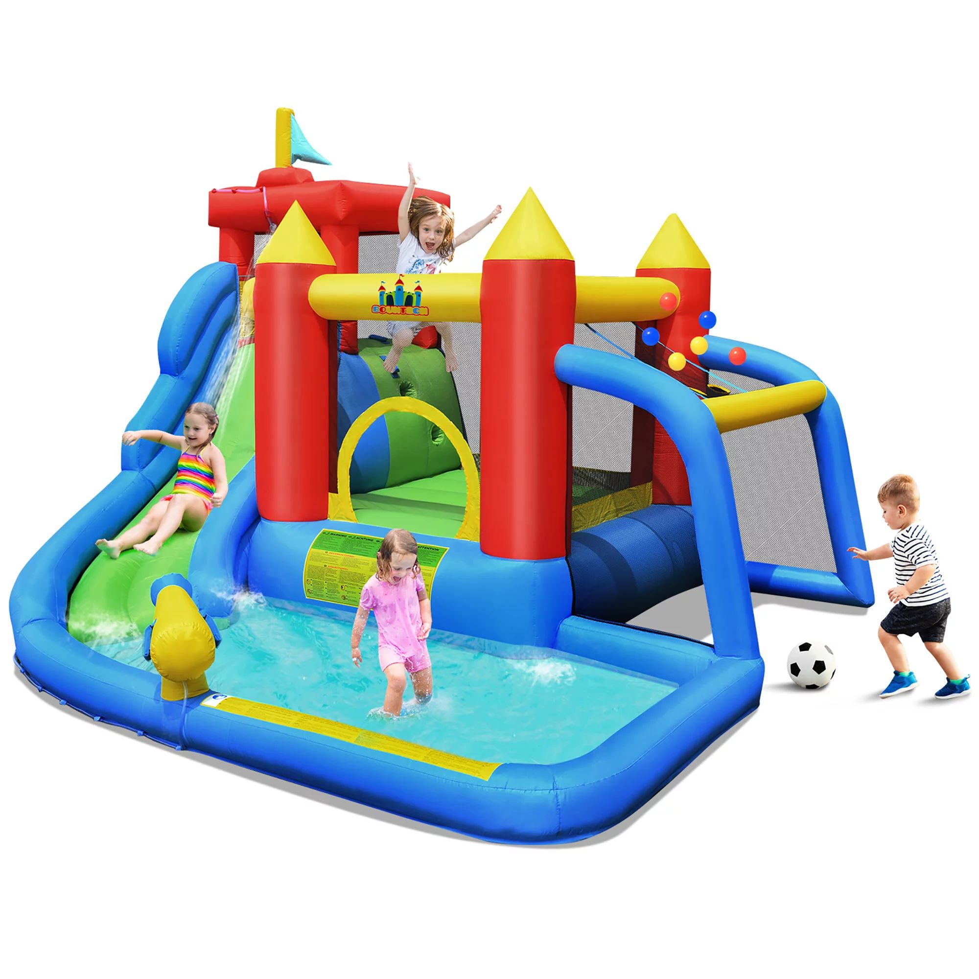 Costway Inflatable Bouncer Water Slide Bounce House Splash Pool without Blower Child Oxford | Walmart (US)