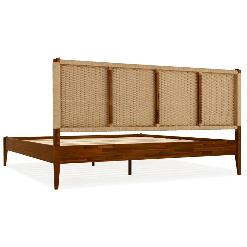 Selina Solid Wood Platform Bed with Headboard, Bohemian and Mid-Century Bed Frame | Wayfair North America